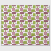 Papier Cadeau Patchwork brun vert pois dos blanc (Plat)