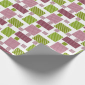 Papier Cadeau Patchwork brun vert pois dos blanc (Coin)