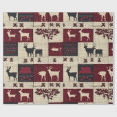 Papier Cadeau Patchwork croisé rustique | Folk Holiday Motif (Plat)