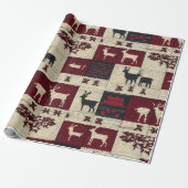 Papier Cadeau Patchwork croisé rustique | Folk Holiday Motif (Déroulé)