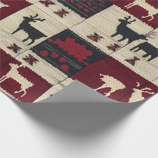 Papier Cadeau Patchwork croisé rustique | Folk Holiday Motif (Coin)