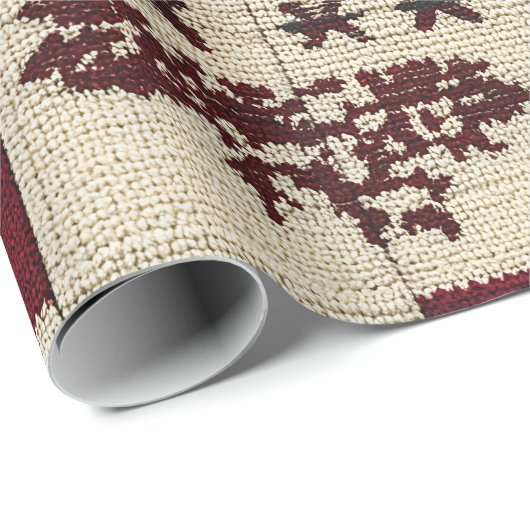 Papier Cadeau Patchwork croisé rustique | Folk Holiday Motif (Coin rond)