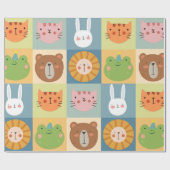 Papier Cadeau Patchwork d'animaux mignons (Plat)