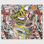 Papier Cadeau Patchwork d'autocollants urbains de New York vinta (Plat)