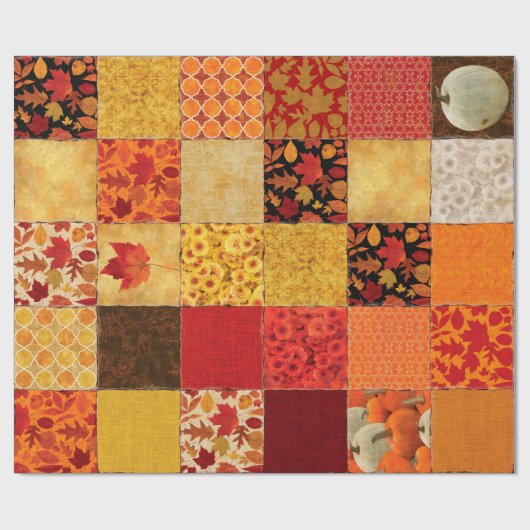 Papier Cadeau Patchwork d'automne (Plat)