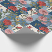 Papier Cadeau Patchwork de Denim et fleurs Roses (Coin)
