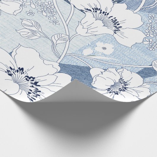 Papier Cadeau patchwork de denim transparent sur fleur (Coin)
