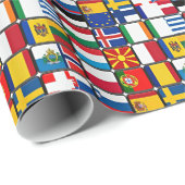Papier Cadeau Patchwork de drapeaux européens (Coin rond)