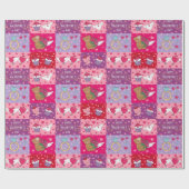 Papier Cadeau Patchwork de la Saint-Valentin Rose ludique (Plat)