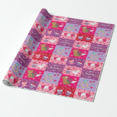Papier Cadeau Patchwork de la Saint-Valentin Rose ludique (Déroulé)