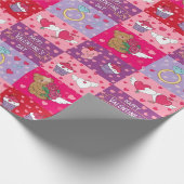 Papier Cadeau Patchwork de la Saint-Valentin Rose ludique (Coin)