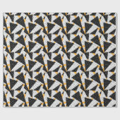 Papier Cadeau Patchwork de points minimaux : noir blanc jaune (Plat)