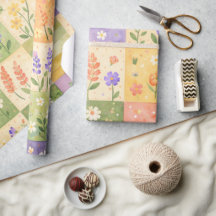 Patchwork de quilt vert et violet de ferme rustiqu
