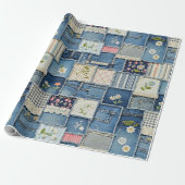 Papier Cadeau Patchwork Denim (Déroulé)