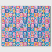 Papier Cadeau Patchwork d'oeufs de Pâques : Art de Vacances colo (Plat)