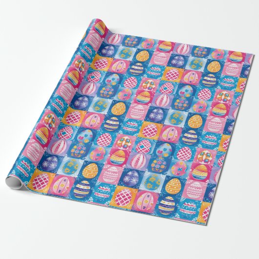 Papier Cadeau Patchwork d'oeufs de Pâques : Art de Vacances colo (Déroulé)