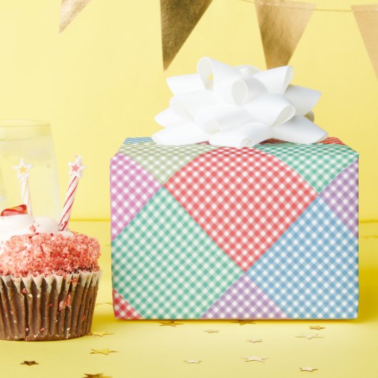 Papier Cadeau Patchwork En vichy (Fête d'anniversaire)