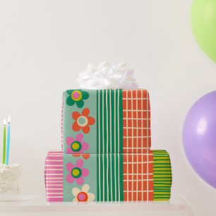 Papier Cadeau Patchwork finlandais Motif à fleur joyeux