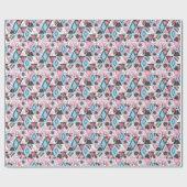 Papier Cadeau Patchwork flamingo tropical, motif de palmier. (Plat)