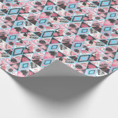 Papier Cadeau Patchwork flamingo tropical, motif de palmier. (Coin)