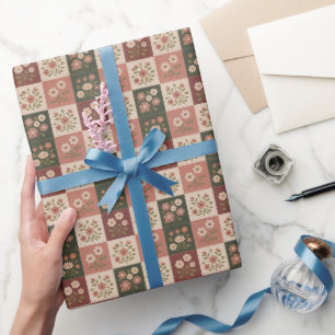 Papier Cadeau Patchwork floral rustique sans couture