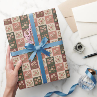 Papier Cadeau Patchwork floral rustique sans couture