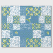 Papier Cadeau Patchwork Giftwrap de Faux : Le muguet, bleu (Plat)