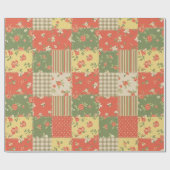 Papier Cadeau Patchwork Gingham Floral Aspect Maison de Campagne (Plat)