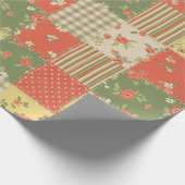 Papier Cadeau Patchwork Gingham Floral Aspect Maison de Campagne (Coin)