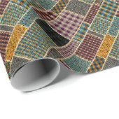 Papier Cadeau Patchwork indien : Imitation Toile Texturée. (Coin rond)