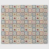 Papier Cadeau Patchwork Joyeux d'Éléments de Noël (Plat)