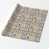 Papier Cadeau Patchwork Joyeux d'Éléments de Noël (Déroulé)
