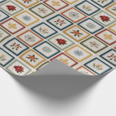 Papier Cadeau Patchwork Joyeux d'Éléments de Noël (Coin)