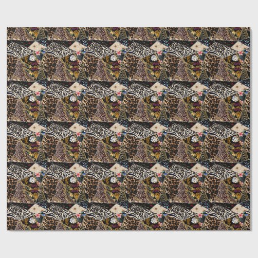 Papier Cadeau Patchwork Leopard : Ethnic Lining Design. (Plat)