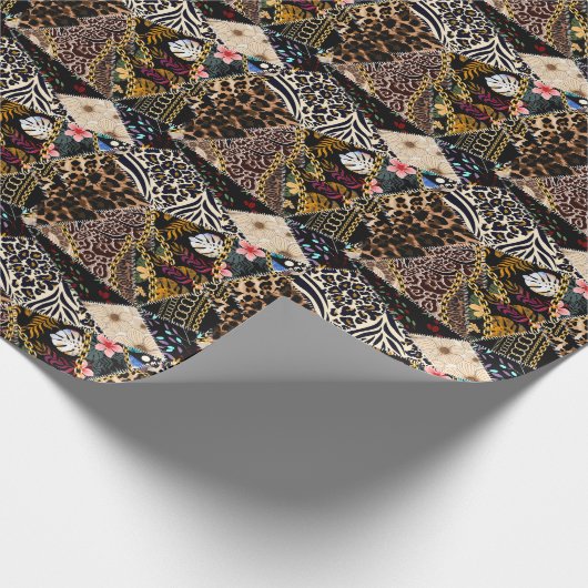 Papier Cadeau Patchwork Leopard : Ethnic Lining Design. (Coin)