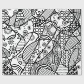 Papier Cadeau Patchwork motif noir et blanc 01 (Plat)