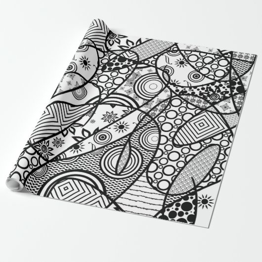 Papier Cadeau Patchwork motif noir et blanc 01 (Déroulé)