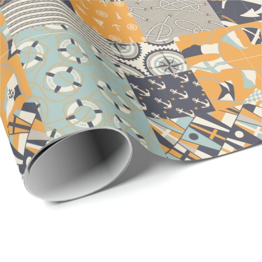 Papier Cadeau Patchwork nautique (Coin rond)