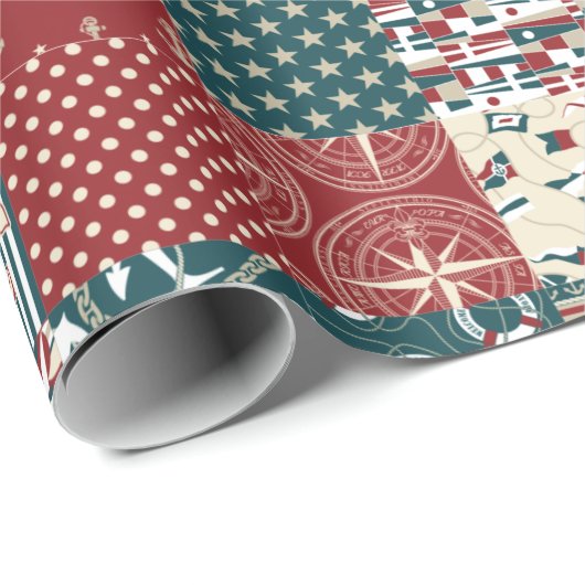 Papier Cadeau Patchwork nautique (Coin rond)