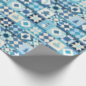 Papier Cadeau Patchwork Noël Bleu Férié (Coin)