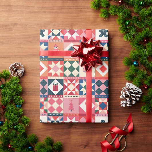 Papier Cadeau Patchwork Noël Multicolore (Cadeau de vacances)