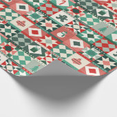 Papier Cadeau Patchwork Noël Rouge et Vert (Coin)