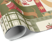 Papier Cadeau Patchwork Noël Rouge & Vert Vintage (Coin rond)