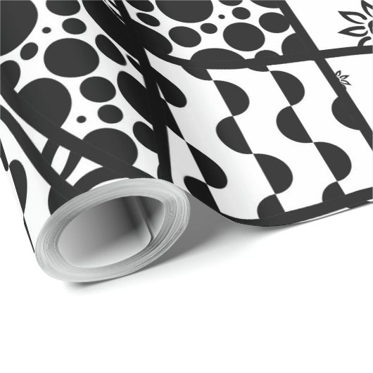 Papier Cadeau Patchwork noir et blanc 03 de motif (Coin rond)