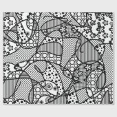 Papier Cadeau Patchwork noir et blanc 04 de motif (Plat)