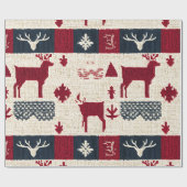 Papier Cadeau Patchwork nordique de Noël | Rennes (2) (Plat)