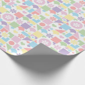 Papier Cadeau Patchwork Rétro Pastel avec Formes et Fleurs des A (Coin)