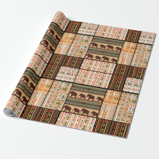 Papier Cadeau Patchwork seamless african ornamental pattern text (Déroulé)