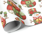 Papier Cadeau Patchwork Snowman Christmas (Coin rond)