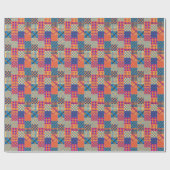 Papier Cadeau Patchwork textile : motif vintage transparent. (Plat)